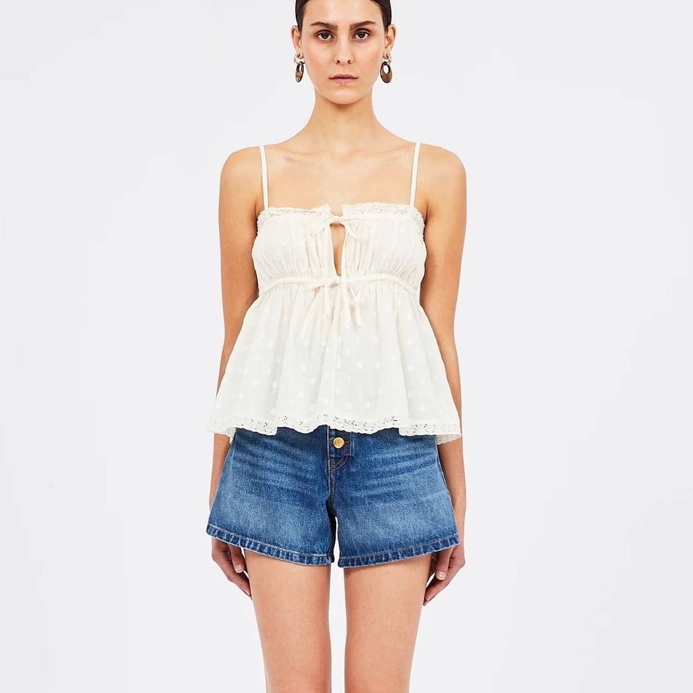 Ulla Johnson Womens Quinn Top Pristine White Swiss Dot Lace Camisole Size 2
